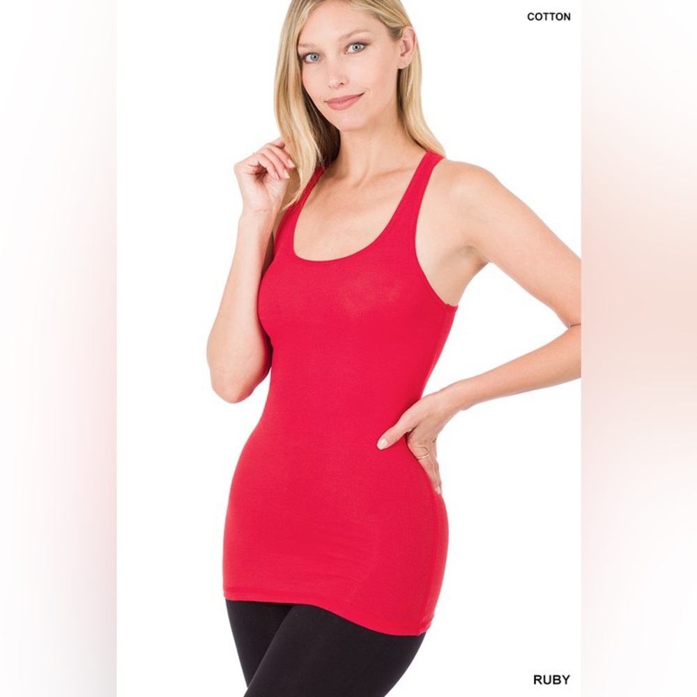 Ribbed Knit Racerback Tank Top